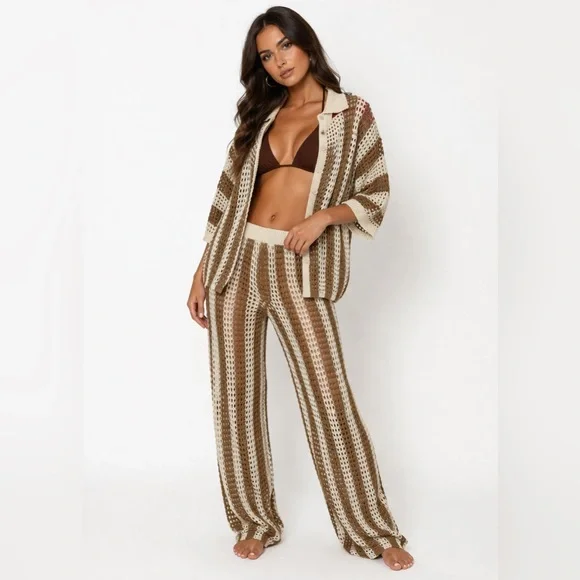 NEW w TAGS 🏷️ La Vie Crochet 2-Piece Pants & Button-Up Set (Women’s Size Medium) - Picture 3 of 12